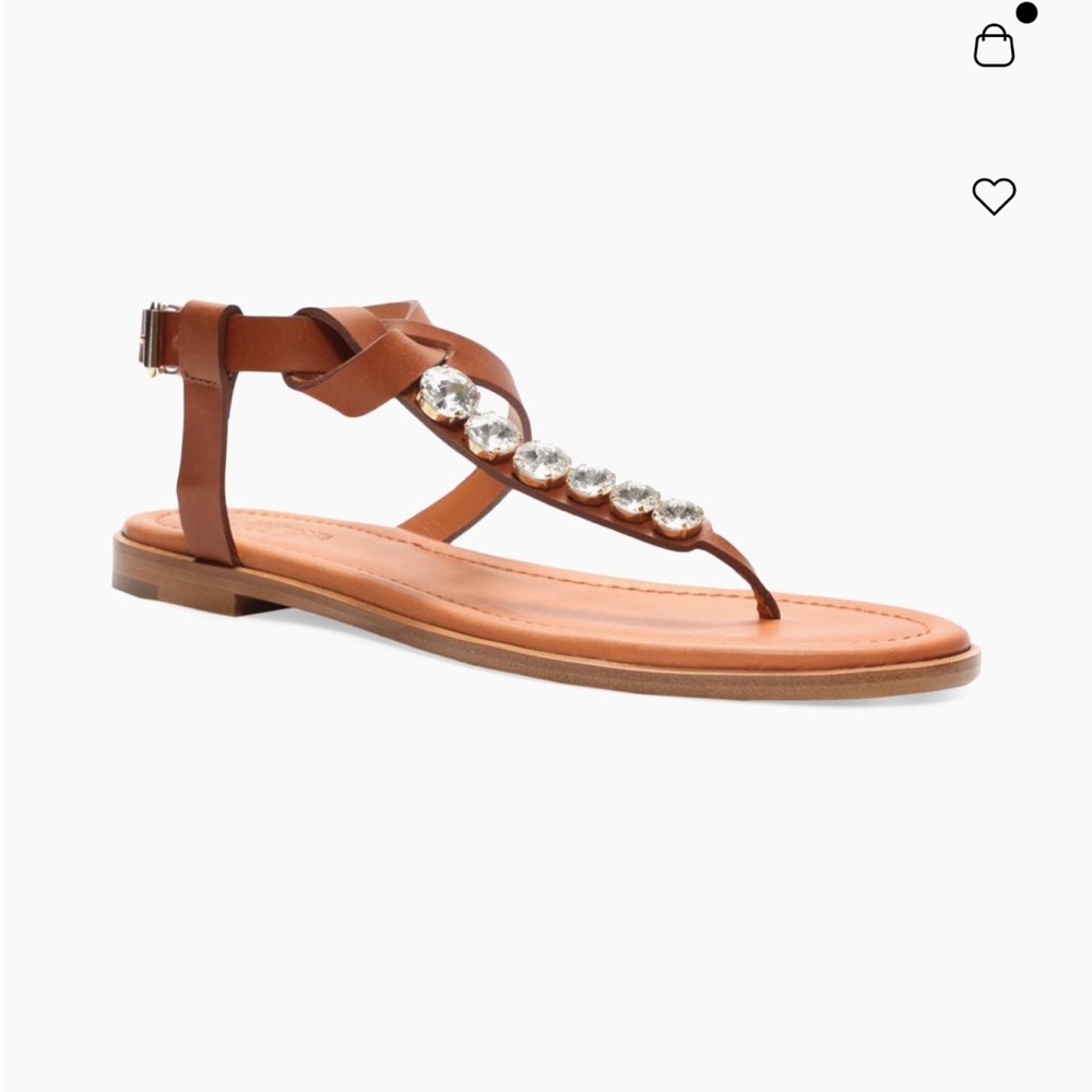 Giambattista Valli Brown Leather Sandals with Crystal Accents